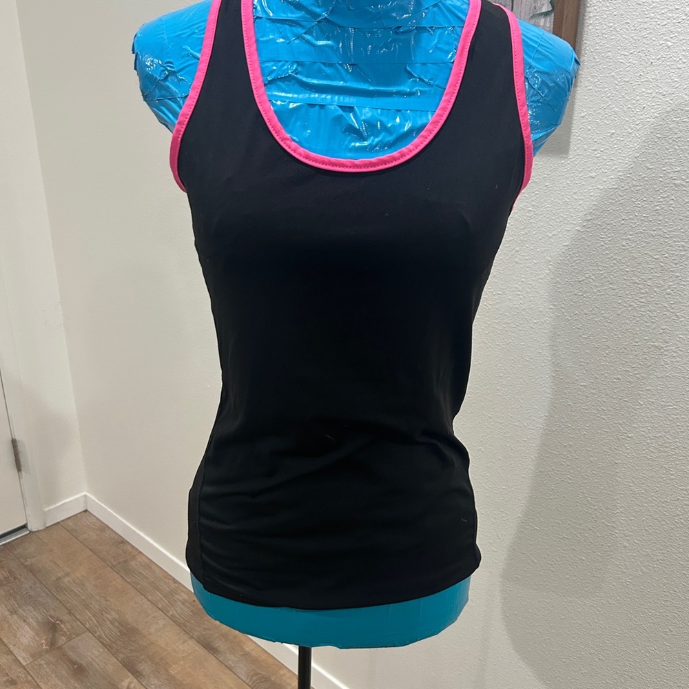 Black and Pink Women's Racer-back Tank Top